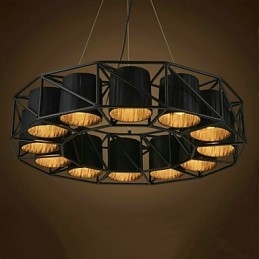 Luminária pendente de metal com pintura country vintage para garagem