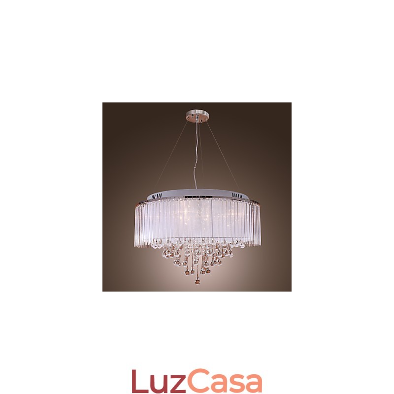 Moderno contemporâneo tambor cristal galvanizado pingente luz