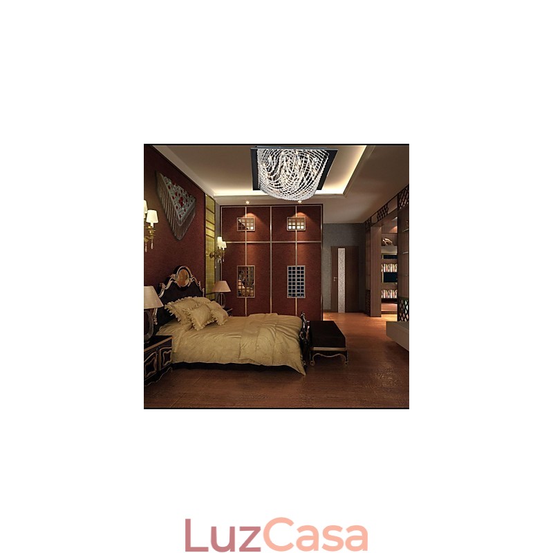 Lustre de cristal cromado clássico tradicional em metal