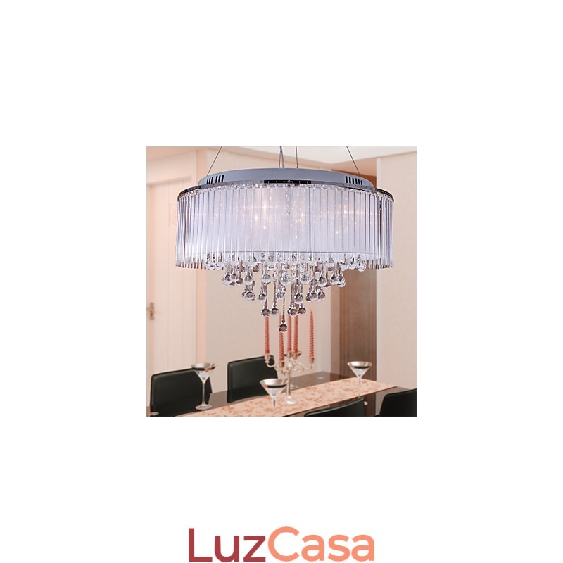 Moderno contemporâneo tambor cristal galvanizado pingente luz