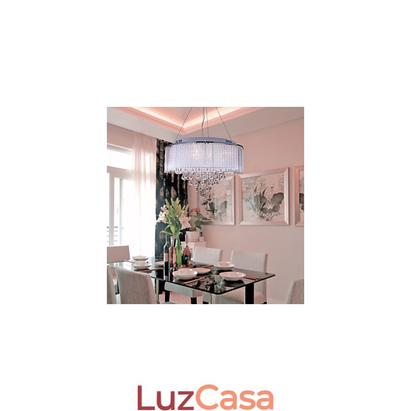 Moderno contemporâneo tambor cristal galvanizado pingente luz