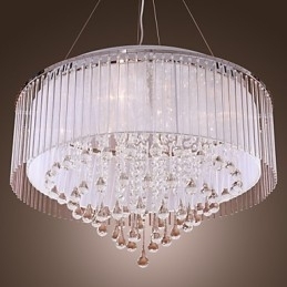 Moderno contemporâneo tambor cristal galvanizado pingente luz