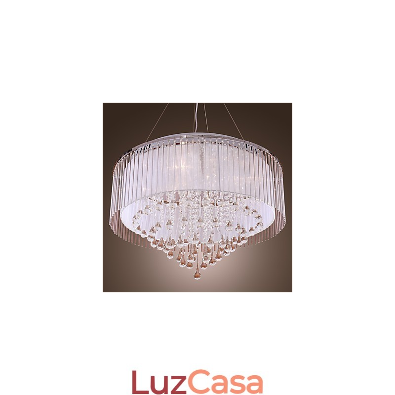 Moderno contemporâneo tambor cristal galvanizado pingente luz