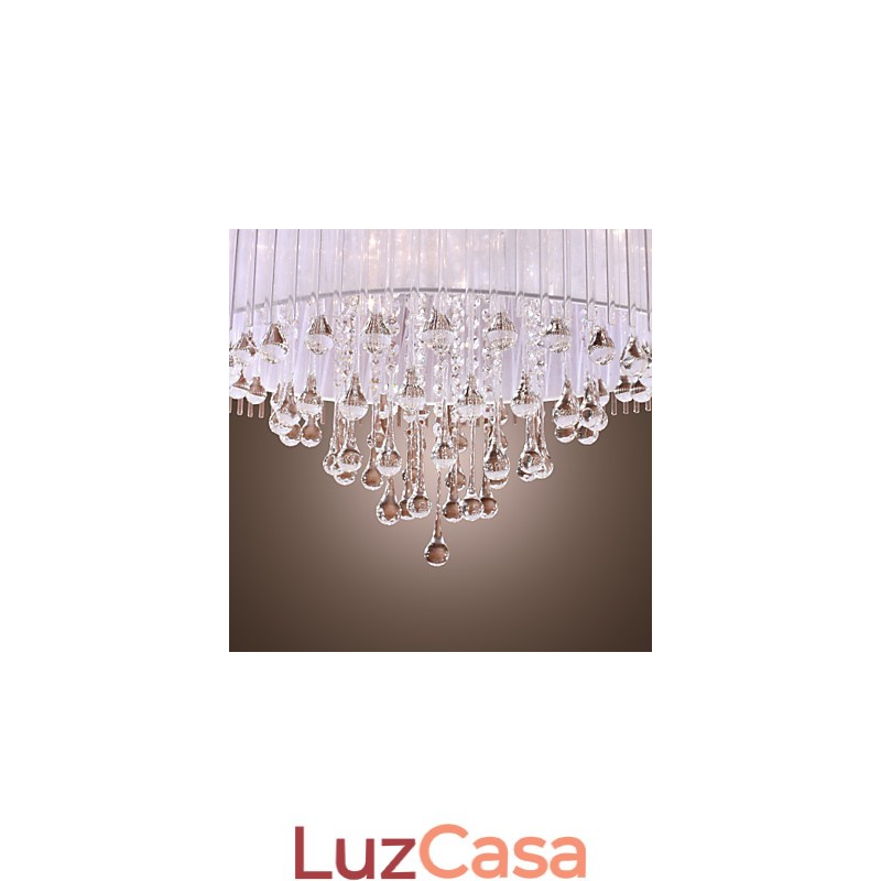 Moderno contemporâneo tambor cristal galvanizado pingente luz