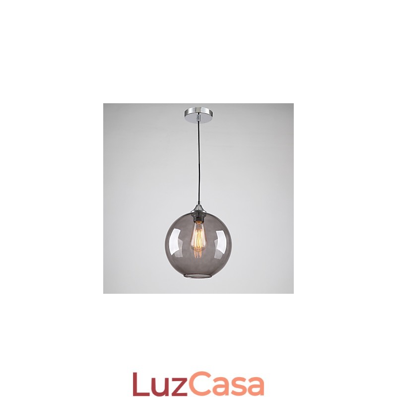 Luminária pendente moderna de vidro com design redondo de bolhas cinza-fumaça