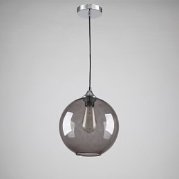 Luminária pendente moderna de vidro com design redondo de bolhas cinza-fumaça