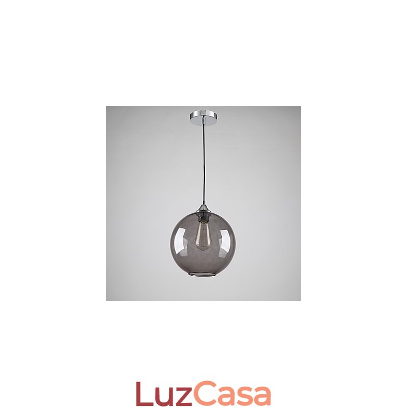 Luminária pendente moderna de vidro com design redondo de bolhas cinza-fumaça