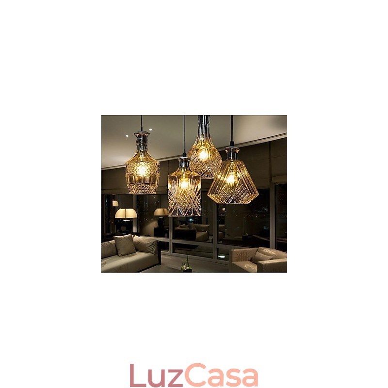 Luminária de vidro cristalino 4 luzes abajur minimalista garrafa luzes