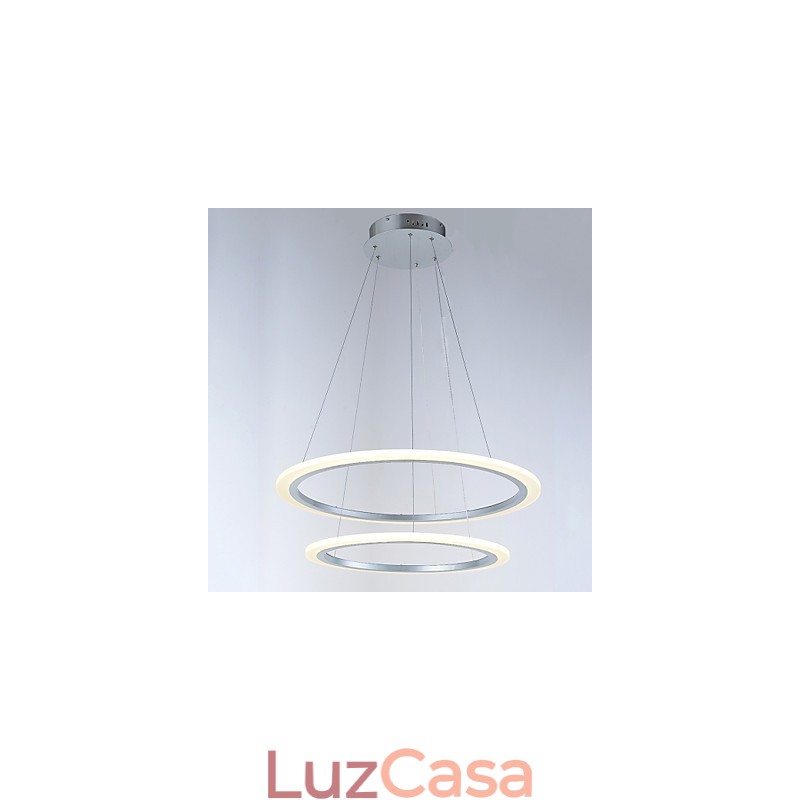 Luminárias pendentes de acrílico, lustre de teto suspenso, luminárias com 2 anéis
