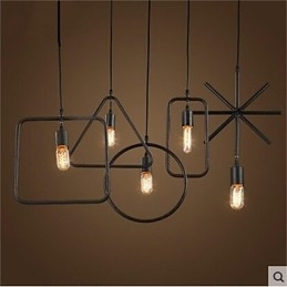 Lustre individual americano retrô de 5 cabeças em forma de ferro