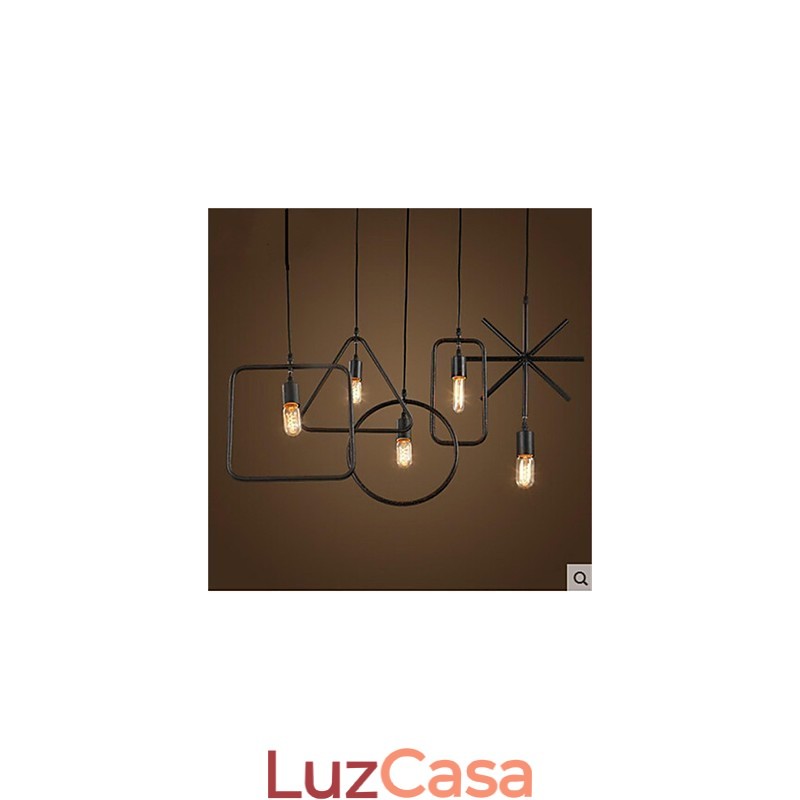 Lustre individual americano retrô de 5 cabeças em forma de ferro