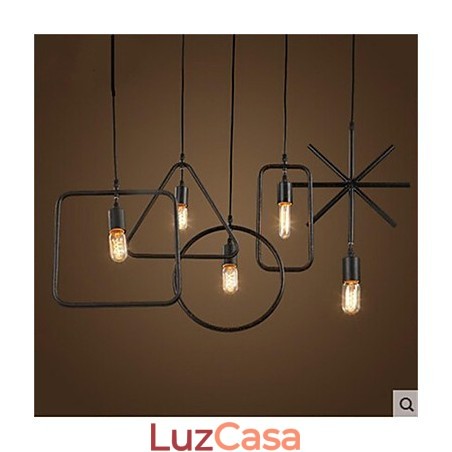 Lustre individual americano retrô de 5 cabeças em forma de ferro Lustre individual americano retrô de 5 cabeças em forma de ferro