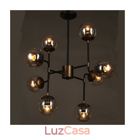 Lustre de vidro artístico redondo com esfera de feijão