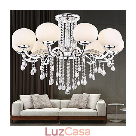 Lustre de Cristal Luxo Moderno Living 9 Luzes Lustre de Cristal Luxo Moderno Living 9 Luzes