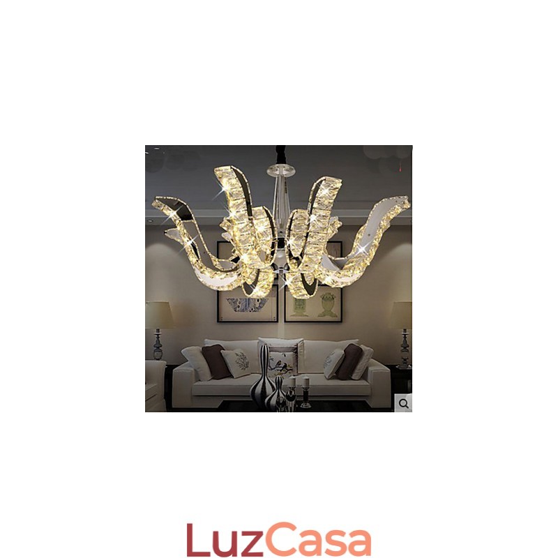 Lâmpada de cristal moderna, luxuosa, vela, luminária pendente de cristal
