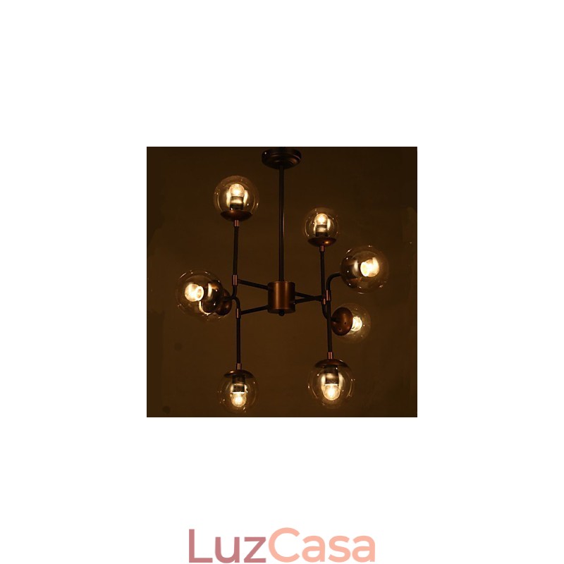 Lustre de vidro artístico redondo com esfera de feijão