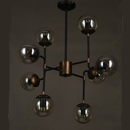 Lustre de vidro artístico redondo com esfera de feijão