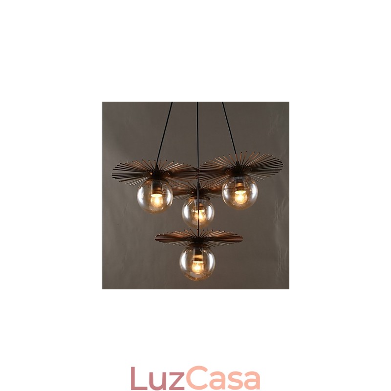 Lustre de vidro artístico redondo com esfera de feijão