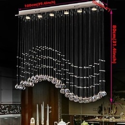 Luminária pendente 6 luzes moderna prata canpoy transparente cristal ondas luminárias de teto