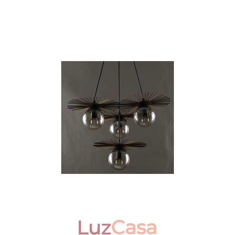 Lustre de vidro artístico redondo com esfera de feijão