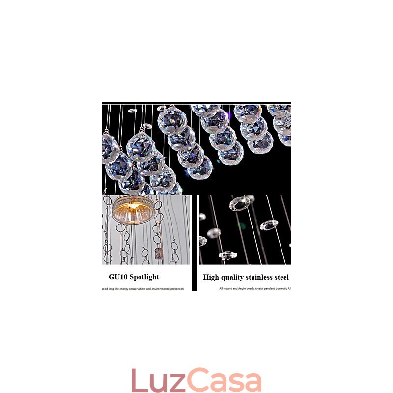 Luminária pendente 6 luzes moderna prata canpoy transparente cristal ondas luminárias de teto