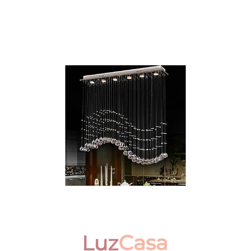 Luminária pendente 6 luzes moderna prata canpoy transparente cristal ondas luminárias de teto