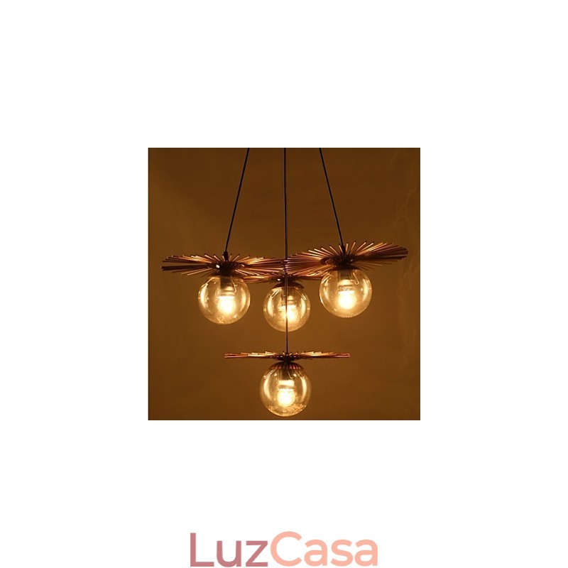 Lustre de vidro artístico redondo com esfera de feijão