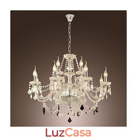 Lustre de vidro galvanizado de cristal rústico Lodge Lustre de vidro galvanizado de cristal rústico Lodge