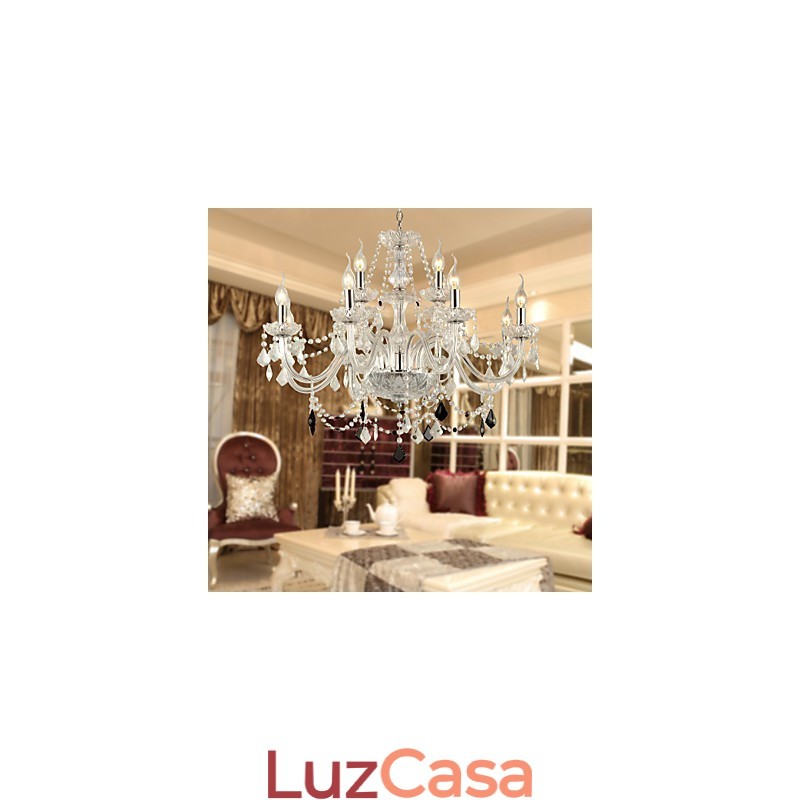 Lustre de vidro galvanizado de cristal rústico Lodge