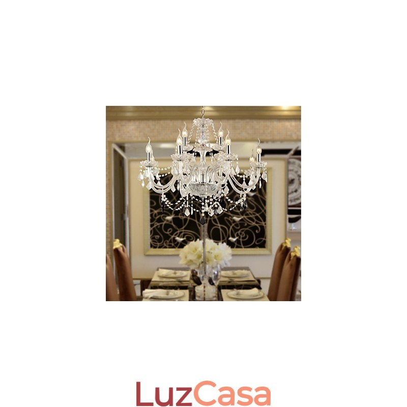 Lustre de vidro galvanizado de cristal rústico Lodge