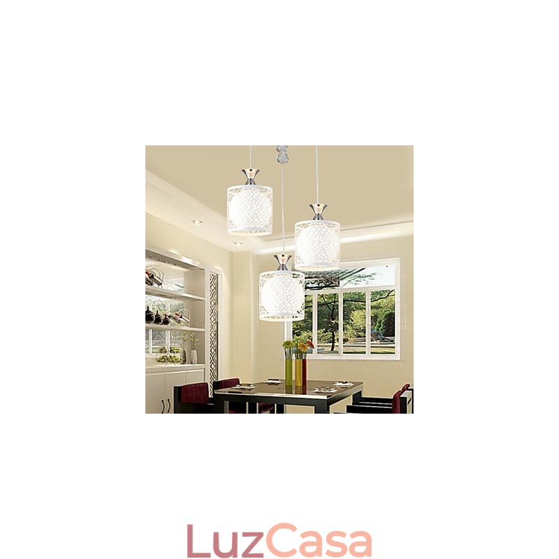 Luminária de ferro forjado contemporânea e contraída com três luzes de cristal criativas