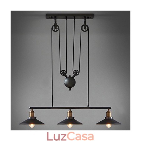 Luminárias pendentes Vintage 3 luzes ST64 Lâmpadas incluídas Sistema Up and Down Luminárias pendentes Vintage 3 luzes ST64 Lâmpadas incluídas Sistema Up and Down