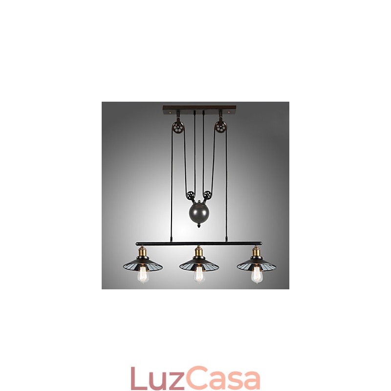 Luminárias pendentes Vintage 3 luzes ST64 Lâmpadas incluídas Sistema Up and Down