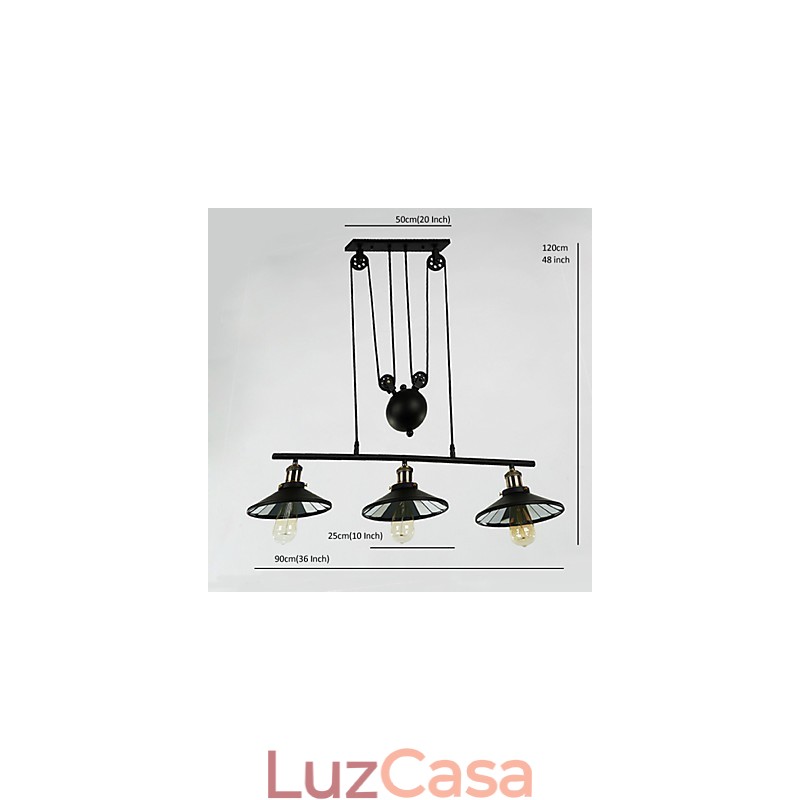 Luminárias pendentes Vintage 3 luzes ST64 Lâmpadas incluídas Sistema Up and Down