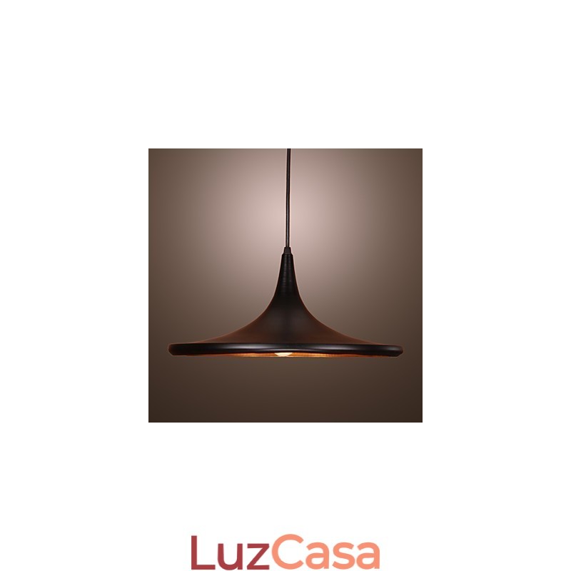 Luminária pendente contemporânea de alumínio com cúpula preta