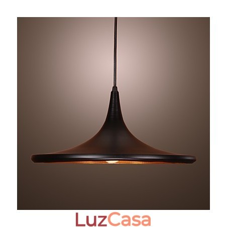 Luminária pendente contemporânea de alumínio com cúpula preta Luminária pendente contemporânea de alumínio com cúpula preta