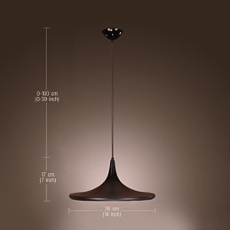 Luminária pendente contemporânea de alumínio com cúpula preta