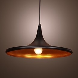 Luminária pendente contemporânea de alumínio com cúpula preta