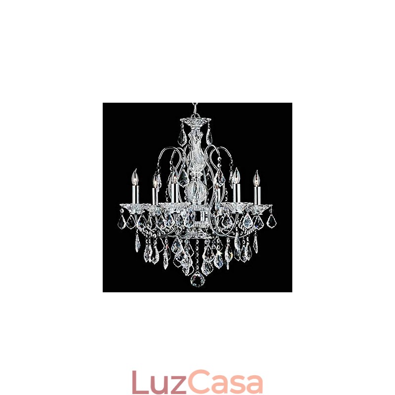 Lustre de cristal cromado clássico tradicional em metal