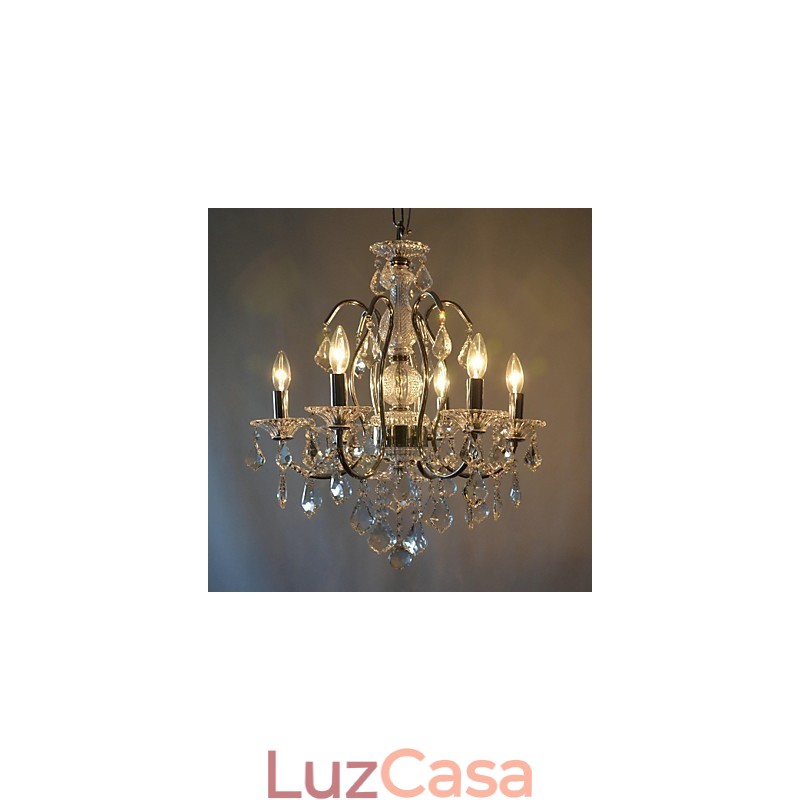 Lustre de cristal cromado clássico tradicional em metal