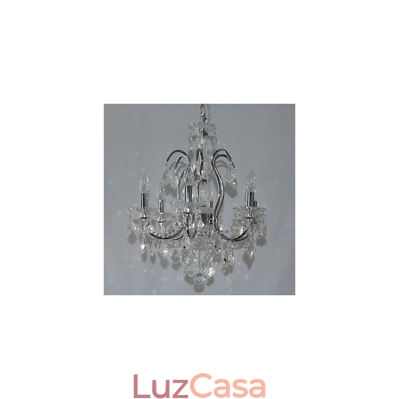 Lustre de cristal cromado clássico tradicional em metal