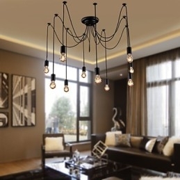 Lustre Vintage Design Lâmpadas Incluídas Living 10 Luzes Pendente Luz