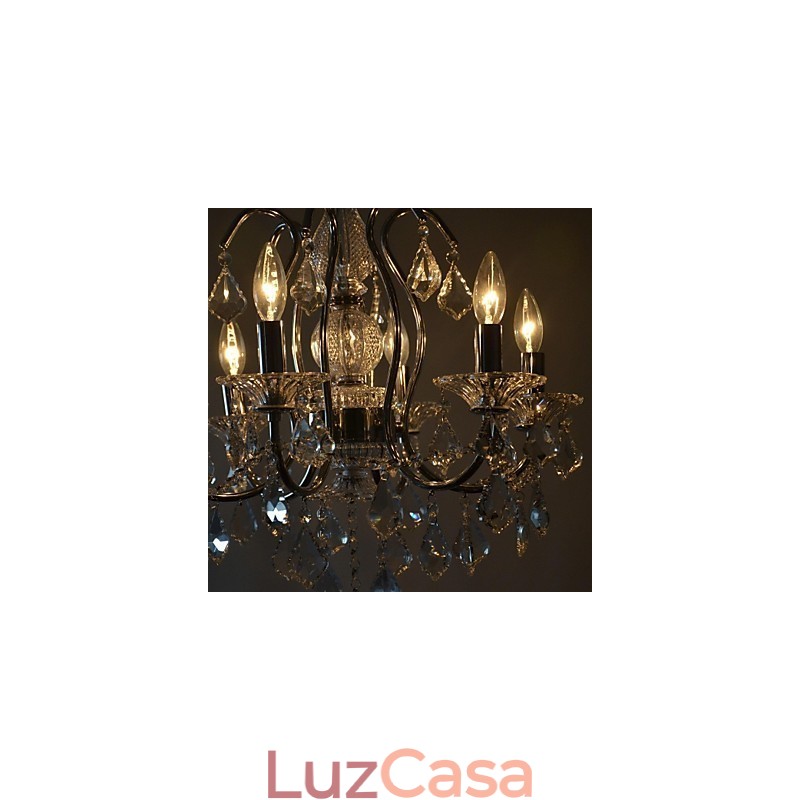 Lustre de cristal cromado clássico tradicional em metal