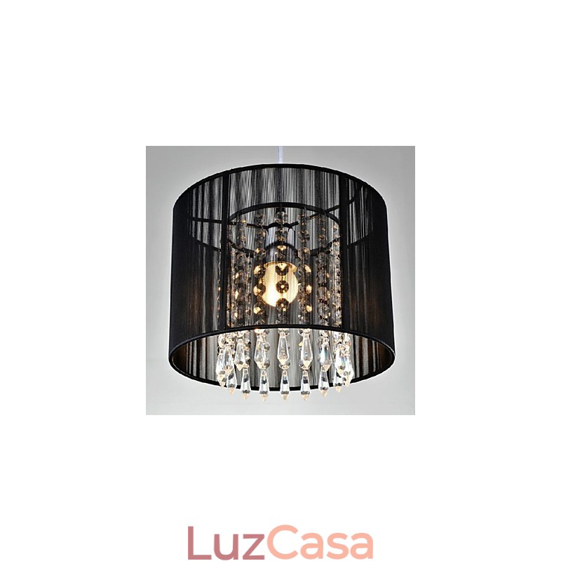 Luminária pendente moderna contemporânea de cristal cromado em metal