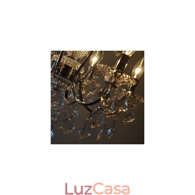 Lustre de cristal cromado clássico tradicional em metal