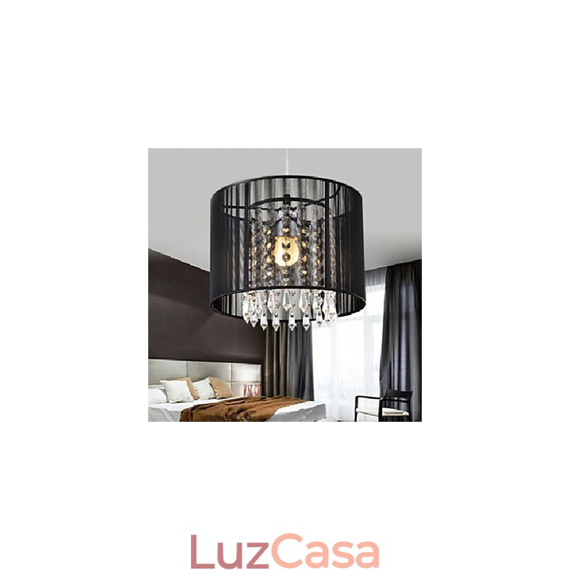 Luminária pendente moderna contemporânea de cristal cromado em metal