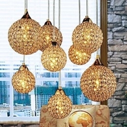 Luminária pendente moderna contemporânea de cristal globo galvanizado em metal