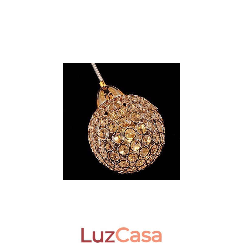 Luminária pendente moderna contemporânea de cristal globo galvanizado em metal