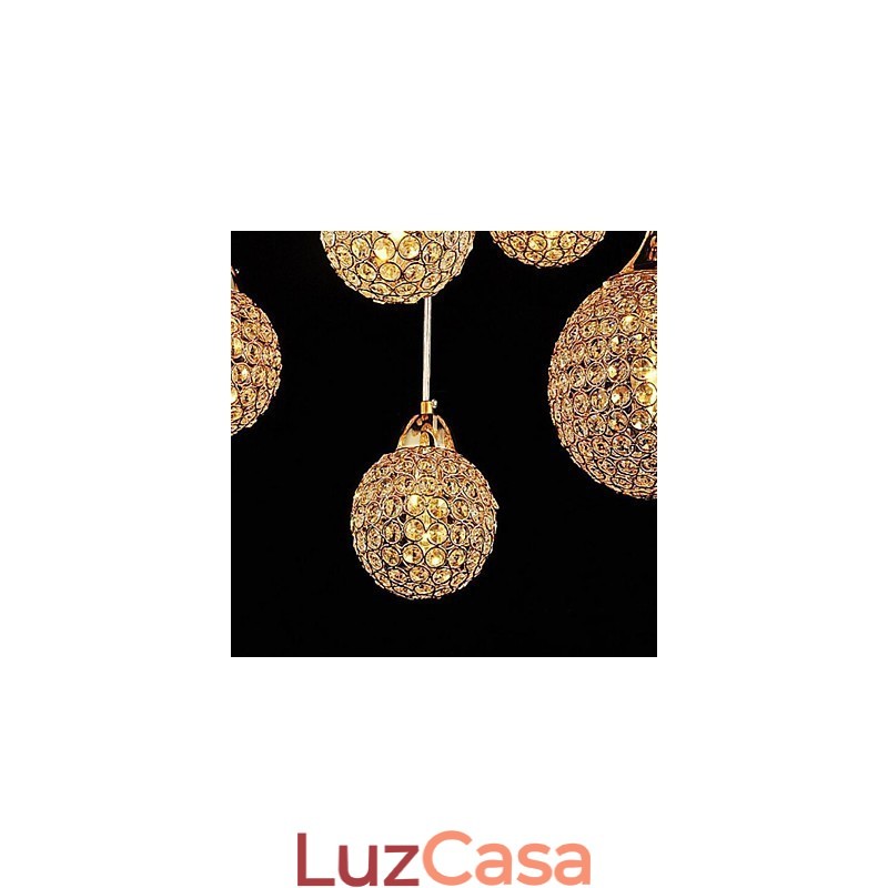 Luminária pendente moderna contemporânea de cristal globo galvanizado em metal