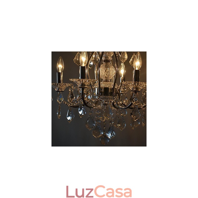 Lustre de cristal cromado clássico tradicional em metal